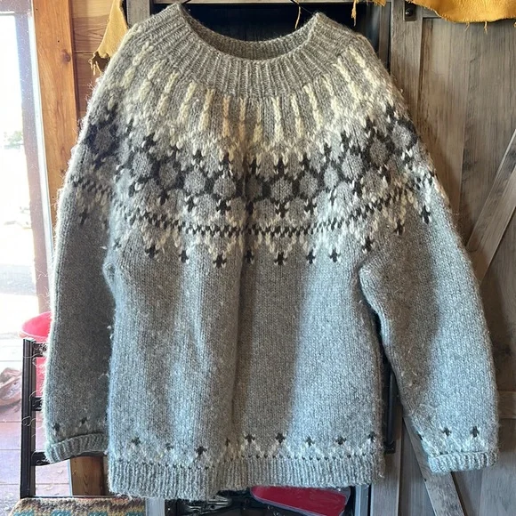 Sweaters Extra Large Heavy Wool Fair Isle Chunky Knit Sweater No